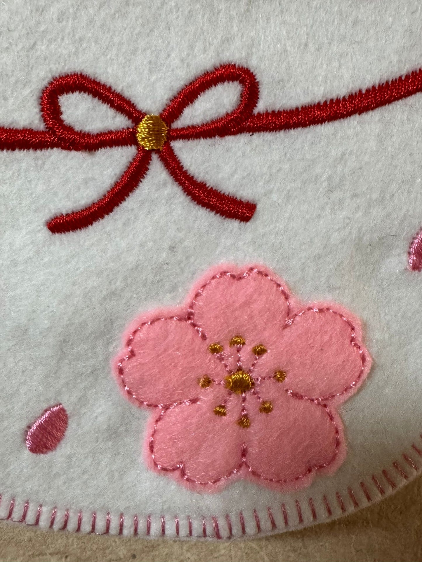 招き猫ガーランド｜フェルト刺繍 5個セット｜Maneki Neko Garland Embroidered Felt